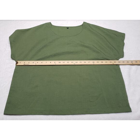 Olive Green Blouse XL Textured Minimalist Fall Top Earthy Neutral Layer - Picture 5 of 9